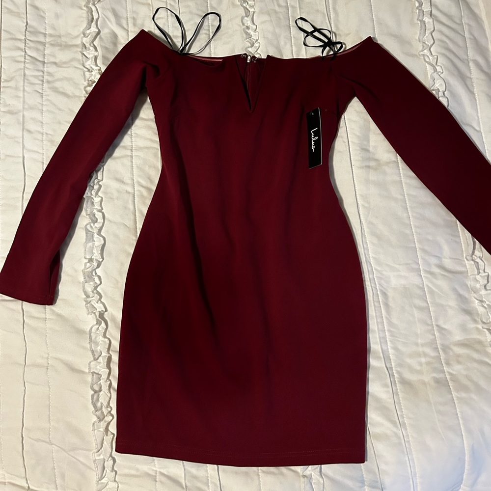 Lulu's Burgundy Long Sleeve Dress